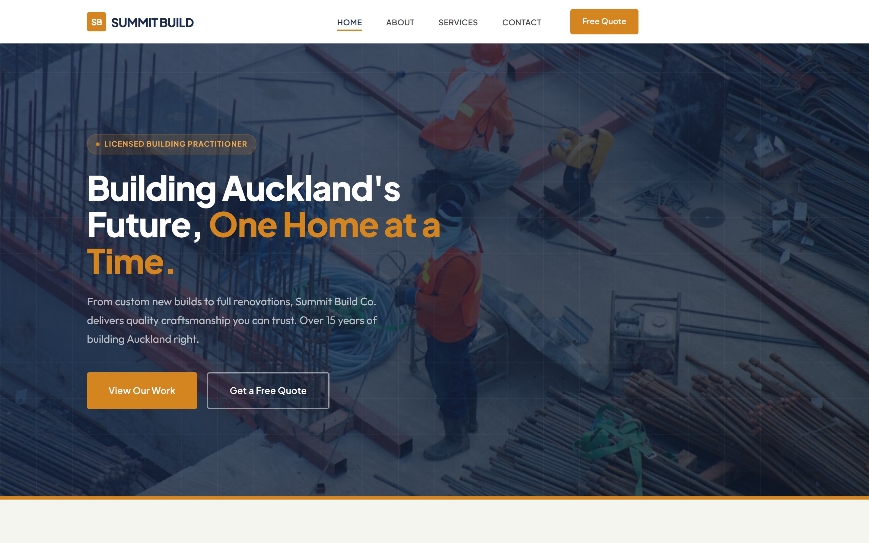 Tradecraft, a builders and contractors website template